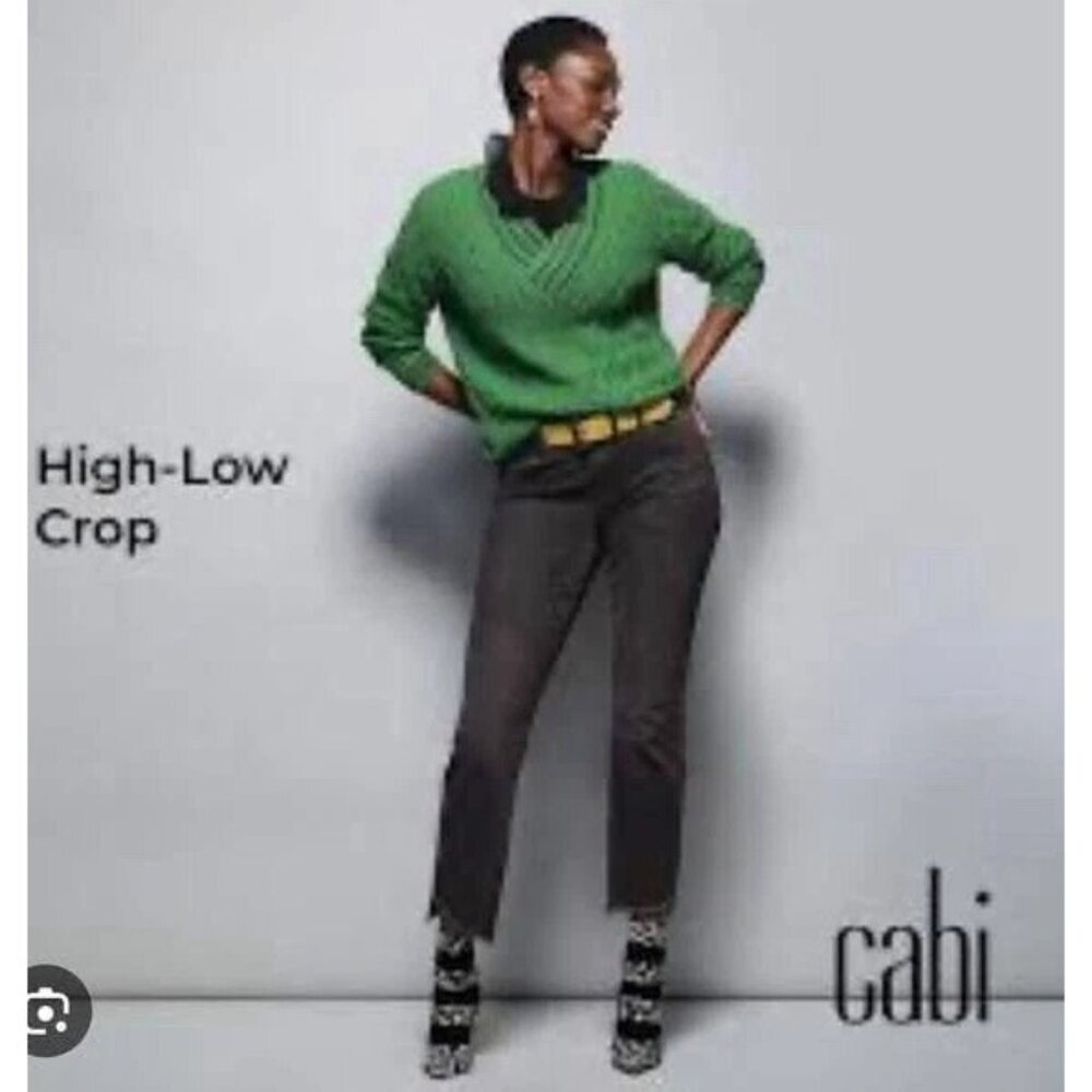 CABI High-Low Crop Jeans Washed Black Sz 14 #4519 EUC